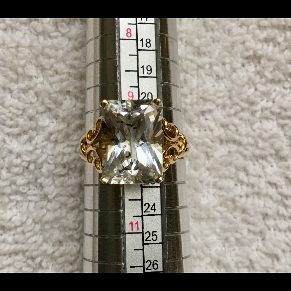 Synthetic emerald shaped diamond ring